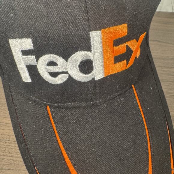 FedEx Embroidered Hat – Black and Orange Delivery Driver Baseball Cap - Picture 1 of 3